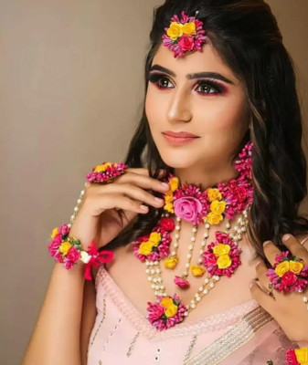 Paladiya Krafts Fabric Pink Jewellery Set(Pack of 4)