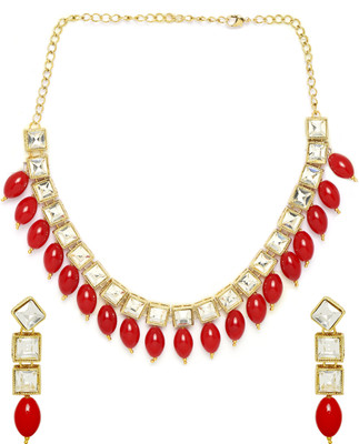 Oomph Alloy Gold-plated Red, Red, Gold Jewellery Set(Pack of 2)