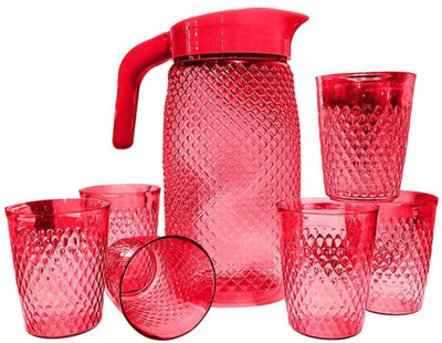 JUGNOO JUGNOO Stylish Plastic Jug with 6 Piece Glasses for Juice/Water Jug Glass Set(PLASTIC)