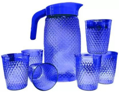 SKP Plastic Water and Drinks Serving 2 Ltr Crystal Jug Set With Crystal 6 Glass Combo Set Jug Glass Set(Plastic)
