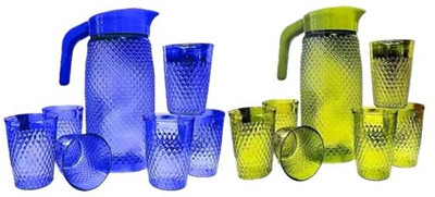 ANUWARD 2 Jug with 12 Plastic Glass, Drinking Jug,Glass Water Hot Cold Water, Jug Glass Set(PLASTIC)