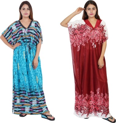 REN STAR Printed Satin Blend Women Kaftan