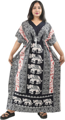 BDROX Self Design Cotton Blend Women Kaftan