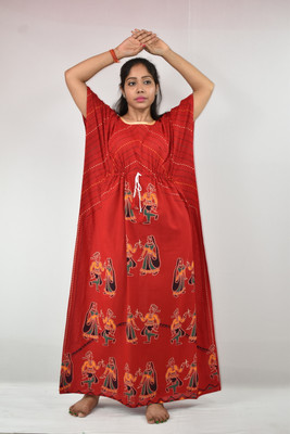 BDROX Printed Cotton Blend Women Kaftan
