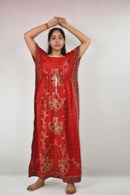 BDROX Floral Print Cotton Blend Women Kaftan