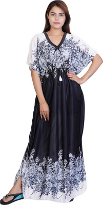 RILO Floral Print Satin Blend Women Kaftan