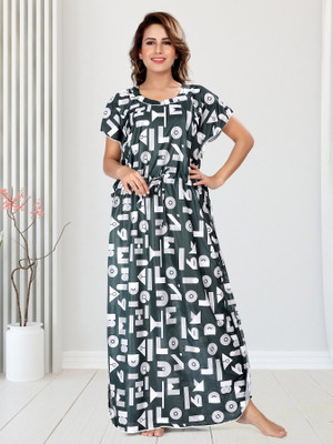 HR creation Women Nighty(Dark Green)