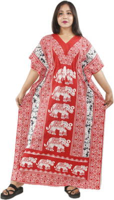 BDROX Self Design Cotton Blend Women Kaftan