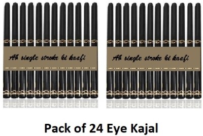 YELGO Eye Care Kajal With Sketch Pen Eye Liner, Set Of 24 ,Matte Finish Waterproof(Black, 6.5 g)