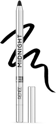 Renee Midnight Kohl Kajal Pencil - Waterproof Smudgeproof Color With Sharpener 24 Hrs(Black, 1.5 g)