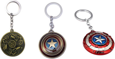GSV Harley Bike,Captain America Shield,Captain America Star Rotating Keychain Key Chain