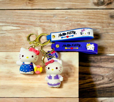 BBG NEW_Trendy 3D rubber Hello Kitty with ring & jacket combo set keychain Key Chain