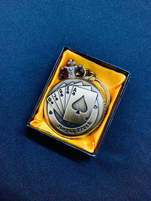 BBG NEW_Royal Flush Face Design Vintage style pocket watch keychain Key Chain