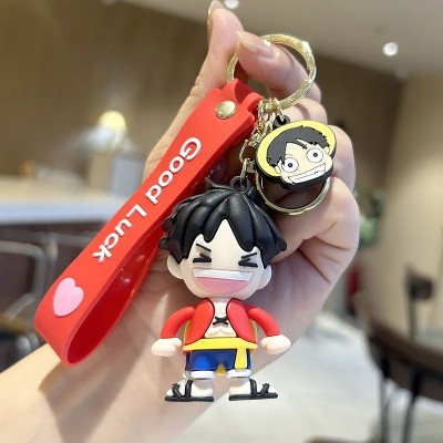 Seven Square Premium Cartoon Characters Monkey Luffy Back Cap 3D Silicone Toy Gift For Kids Key Chain