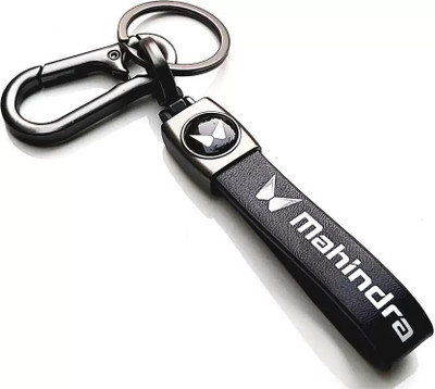 SKYZONE MAHINDRA Car Black Premium Leather KeyChain COMPATIBLE With New logo Bike&Car Key Chain
