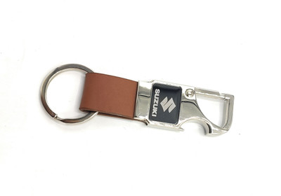 ABEL Metal Leather Opner Keychain for Suzuki Car/Bikes Brown Colour Key Chain