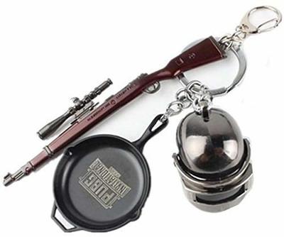 ABEL Ultimate Pubg combo of k98 gun+level3 helmet+pan metal Key Chain