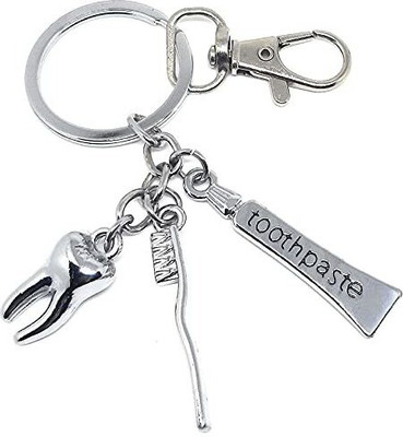 ABEL Cute Fancy Dentists Kit Tooth Brush,Toothpaste,Tooth Shiny Metal Hook Key Chain