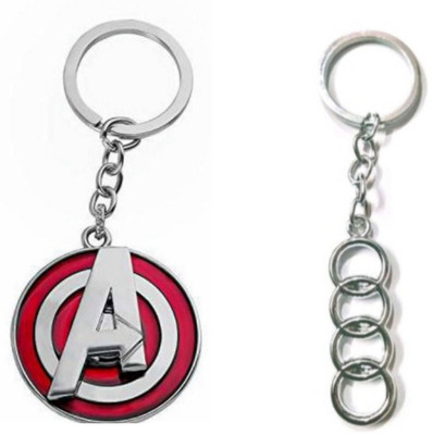 ABEL Combo of Avengers Rotating Keychain & Audi Metal Logo Keychain Key Chain