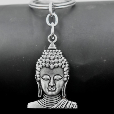 AFH Lord Bhagwan Buddha Metal Grey Keychain for Car Bike Home Office Men & Women Key Chain