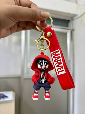 KIBO Spider-Man Red Hoodie Keychain | Cute Marvel Superhero Key Ring Key Chain
