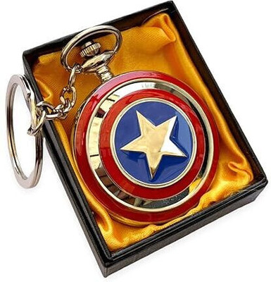 BBG FK_Avengers Captain America Shield stainless steel pocket watch keychain Key Chain
