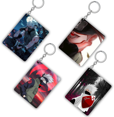 GROOFIEZ Premium Pack of 4 Kakashi from Naruto Anime Printed Keychain For Bike Scooty Car Key Chain