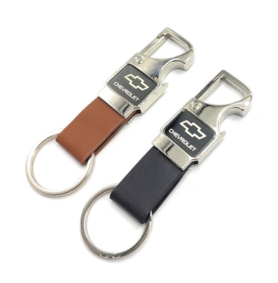 ABEL 2 pcs Set of Leather Metal Opner Keychain for Chevrolet Car Key Chain