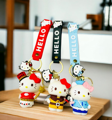 BBG NEW_Trendy 3D Hello kitty combo keychain with long strap for girls & gifting Key Chain