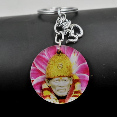 AFH Lord Saibaba Keychain Acrylic Om Charm Religious Gift for Car, Bike, Locker Key Chain