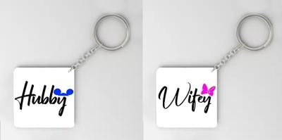 dk printing hubby wifey printed cute woodan keychain Key Chain