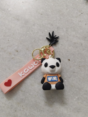 ABEL Panda with Hook steep PVC rubber keychain car and bike Key Chain