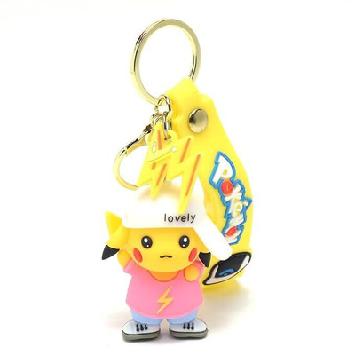 BBG NEW_Pikachu Pokemon Double Pendant Ring Cartoon Student Anime keychain Key Chain