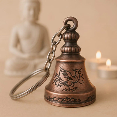 ADOREX Guardian Bell Keychain For Biker Spiritual Lucky Charm Ghanti For Car Key Chain Key Chain