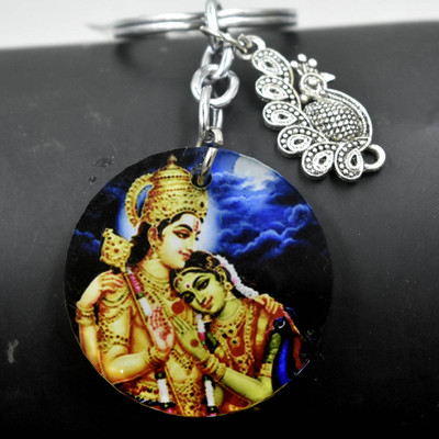 Abhiora Fashion Prabhu Kartikeya Mata Devasena Peacock Charm Key Holder Keyring for Men Women Key Chain
