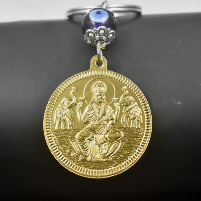 AFH Mata Laxmi Yantra Evil Eye Metal Keychain | Spiritual Protection Key Ring Key Chain