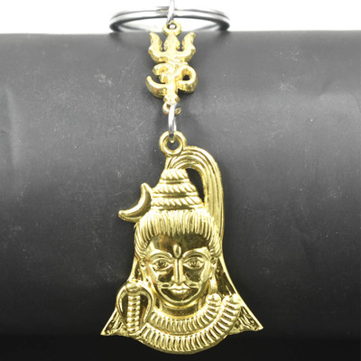 Abhiora Fashion Om trishul Lord Shiv Shankar Gold Plated Religious Keychain for Men and Women Key Chain