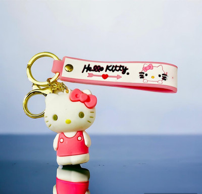 BBG NEW_Best quality Hello kitty 3D rubber keychain with hook strap for cars , bikes Key Chain