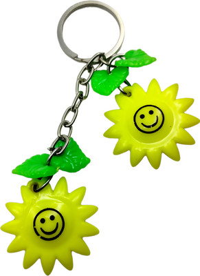 swagtreg Sunflower Smiling keychain with green leaf For Bag, Keys | Ideal For Men & Women Key Chain
