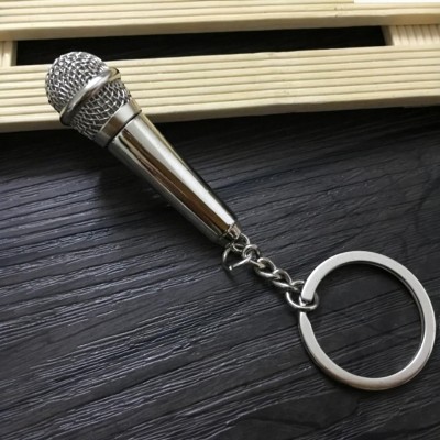 19th July Jewels Stainless Steel Silver Plated 3D Mini Microphone Mike Steel Keychain. Key Chain