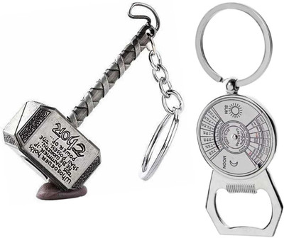 ABEL Combo Of Thor Hammer & 50 Year Calender Keychain With Opener Key Key Chain
