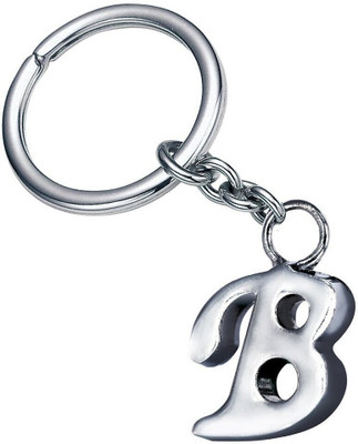 ABEL Alphabet Letter B Metal Keychain Keyring Silver B Key Chain