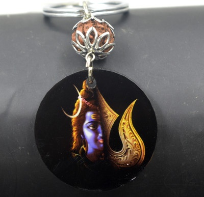 AFH Lord Shiv Trishul Religious Rudraksha Acrylic Keychain for Men and Women Key Chain