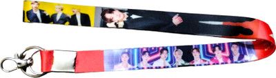 Deethyas Fashion BTS Army POP Music Band Printed Lanyard 18inch Nylon Fabric Id Tag With Hook Key Chain