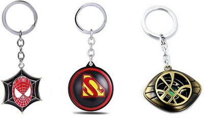 OHZEN Spiderman,Superman,Avenger Stone Rotating Keychain best quality keychain Key Chain