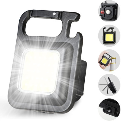 icall Keychain LED Light with Bottle Opener, Magnetic Base Mini Rechargeable Light 2 hrs Torch Emergency Light(Black)