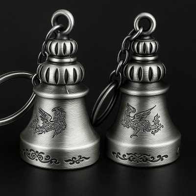 QKD Tibetan Bell Keychain Temple Bell Keychain Key Chain
