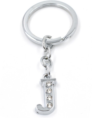ABEL Alphabet J Metal Key Chain For Unisex with attractive Diamond Key Chain