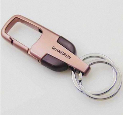 ABEL Stylish Hook Locking Silver Metal Carabiner Double Ring Metal KeyChain4376 Key Chain