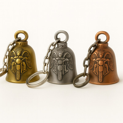 Giftzy Triple Guardian Bell Keyring Set for Bikes Lucky Charms for Riders Gifts for Men Key Chain